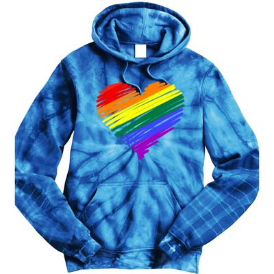 Scribble Heart Rainbow Valentines Day Lgbt Pride Gay Lesbian Gift Tie Dye Hoodie