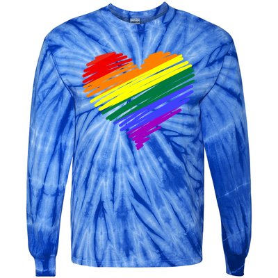 Scribble Heart Rainbow Valentines Day Lgbt Pride Gay Lesbian Gift Tie-Dye Long Sleeve Shirt