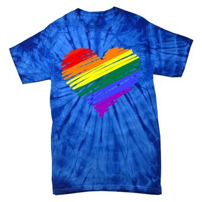 Scribble Heart Rainbow Valentines Day Lgbt Pride Gay Lesbian Gift Tie-Dye T-Shirt