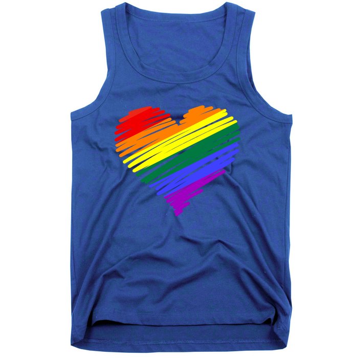 Scribble Heart Rainbow Valentines Day Lgbt Pride Gay Lesbian Gift Tank Top