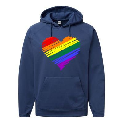 Scribble Heart Rainbow Valentines Day Lgbt Pride Gay Lesbian Gift Performance Fleece Hoodie