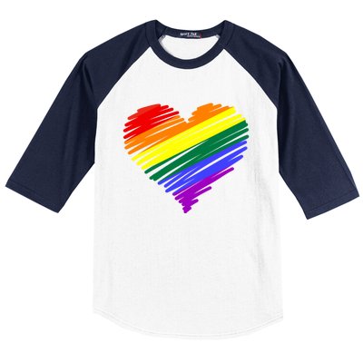 Scribble Heart Rainbow Valentines Day Lgbt Pride Gay Lesbian Gift Baseball Sleeve Shirt