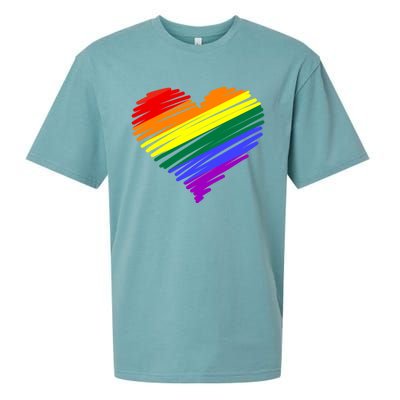 Scribble Heart Rainbow Valentines Day Lgbt Pride Gay Lesbian Gift Sueded Cloud Jersey T-Shirt