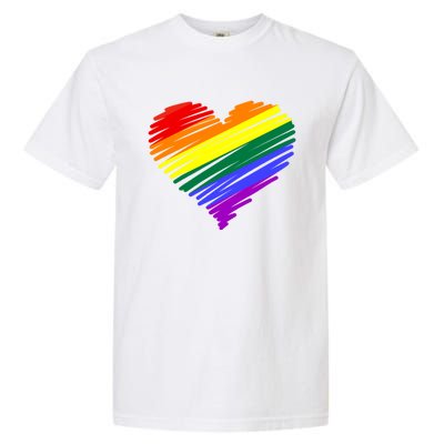 Scribble Heart Rainbow Valentines Day Lgbt Pride Gay Lesbian Gift Garment-Dyed Heavyweight T-Shirt