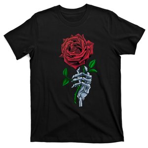 Skeleton Hand Red Rose Flower T-Shirt