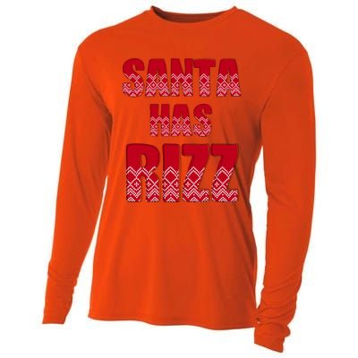 Santa Has Rizz Funny Gen Alpha Slang Christmas Teacher Cooling Performance Long Sleeve Crew