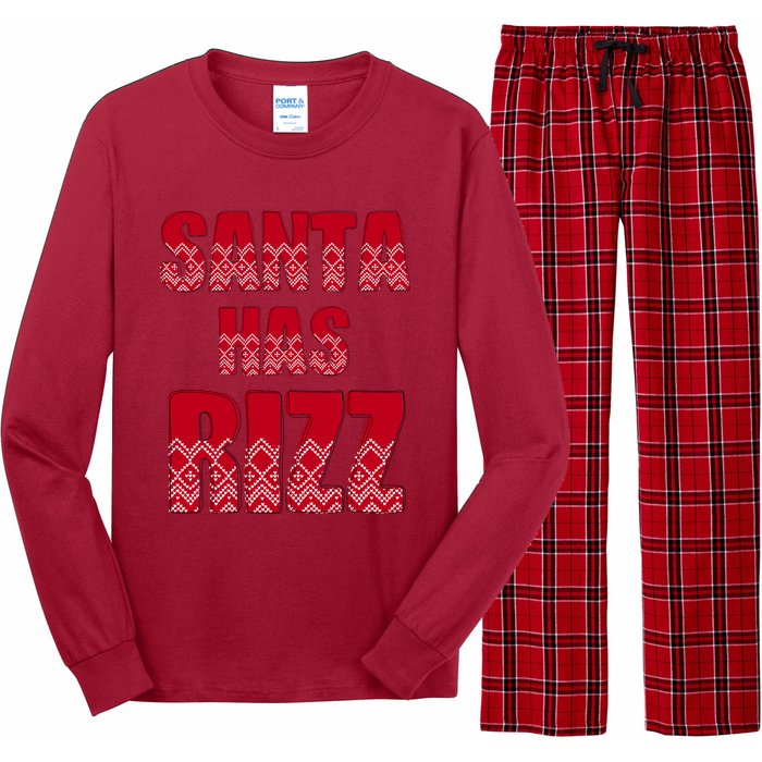 Santa Has Rizz Funny Gen Alpha Slang Christmas Teacher Long Sleeve Pajama Set