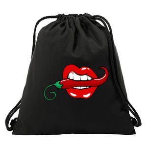 Sexy Hot Red Chili Pepper Lips Drawstring Bag