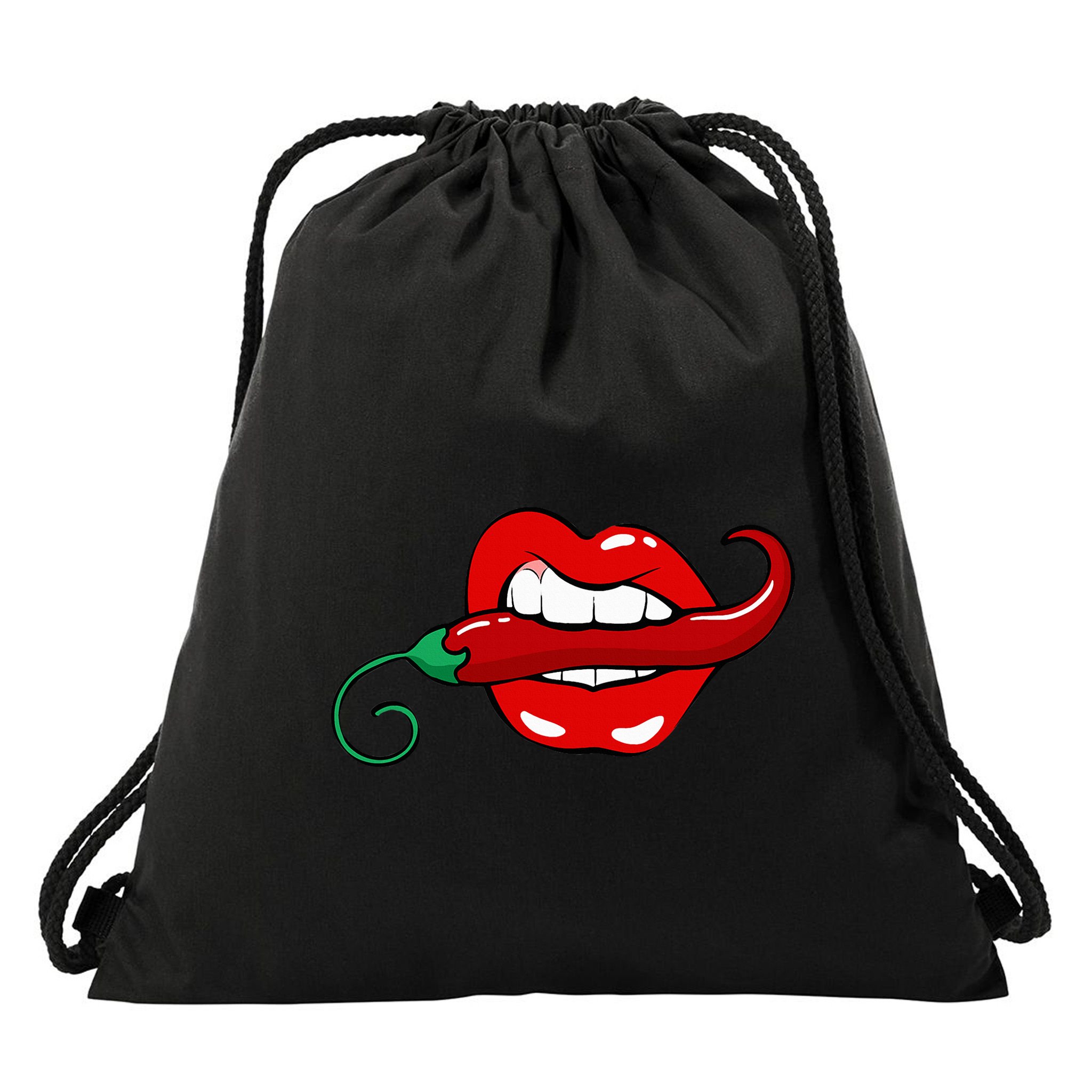 Sexy Hot Red Chili Pepper Lips Drawstring Bag
