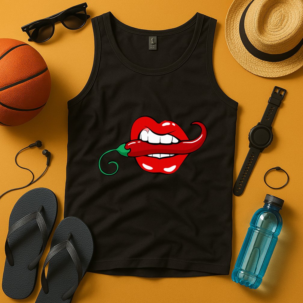 Sexy Hot Red Chili Pepper Lips Tank Top