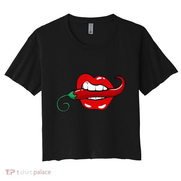 Sexy Hot Red Chili Pepper Lips Crop Top