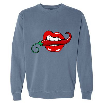 Sexy Hot Red Chili Pepper Lips Garment-Dyed Sweatshirt
