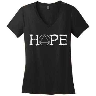 Sobriety Hope Recovery Alcoholic Sober Recover Aa Support Cool Gift Women's V-Neck T-Shirt
