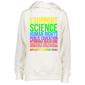 Science Hu Rights Education Health Care Freedom Gift Womens Funnel Neck Pullover Hood