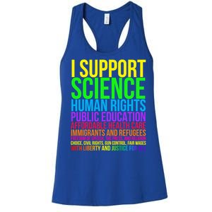 Science Hu Rights Education Health Care Freedom Gift Women's Racerback Tank