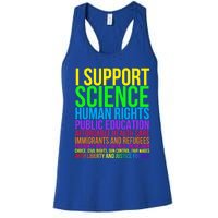 Science Hu Rights Education Health Care Freedom Gift Women's Racerback Tank