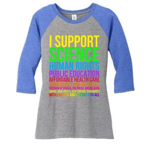 Science Hu Rights Education Health Care Freedom Gift Women's Tri-Blend 3/4-Sleeve Raglan Shirt