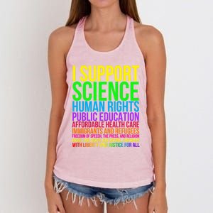 Science Hu Rights Education Health Care Freedom Gift Women's Knotted Racerback Tank