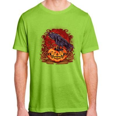 Spooky Halloween Raven Crow Jacklantern Pumpkin Adult ChromaSoft Performance T-Shirt