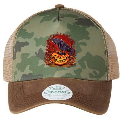 Spooky Halloween Raven Crow Jacklantern Pumpkin Legacy Tie Dye Trucker Hat