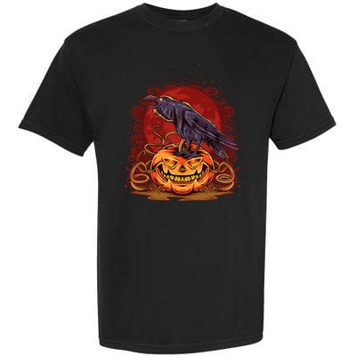Spooky Halloween Raven Crow Jacklantern Pumpkin Garment-Dyed Heavyweight T-Shirt