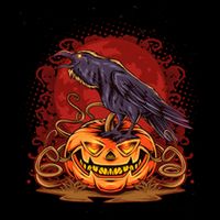 Spooky Halloween Raven Crow Jacklantern Pumpkin USA-Made Doggie Bandana