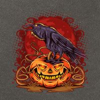Spooky Halloween Raven Crow Jacklantern Pumpkin Cotton Canvas Backpack
