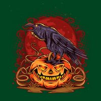 Spooky Halloween Raven Crow Jacklantern Pumpkin Cooling Performance Crew T-Shirt