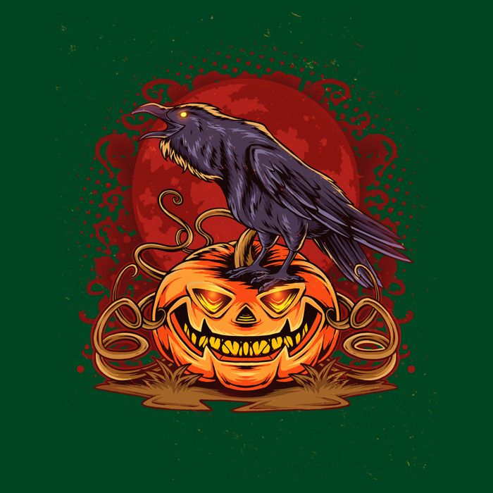 Spooky Halloween Raven Crow Jacklantern Pumpkin Cooling Performance Crew T-Shirt
