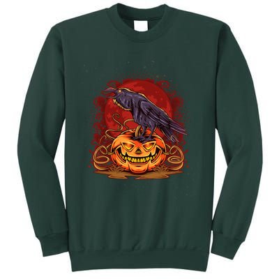 Spooky Halloween Raven Crow Jacklantern Pumpkin Sweatshirt