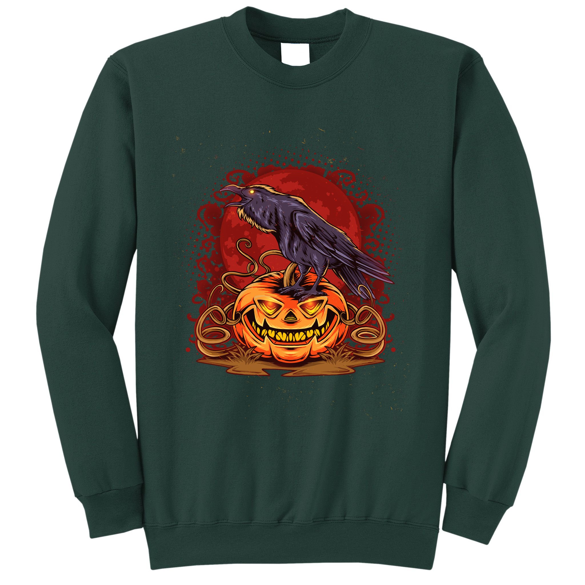 Spooky Halloween Raven Crow Jacklantern Pumpkin Sweatshirt