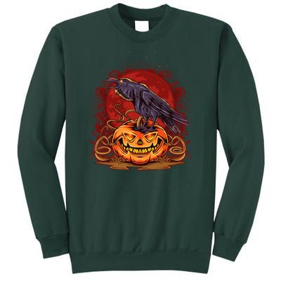 Spooky Halloween Raven Crow Jacklantern Pumpkin Sweatshirt