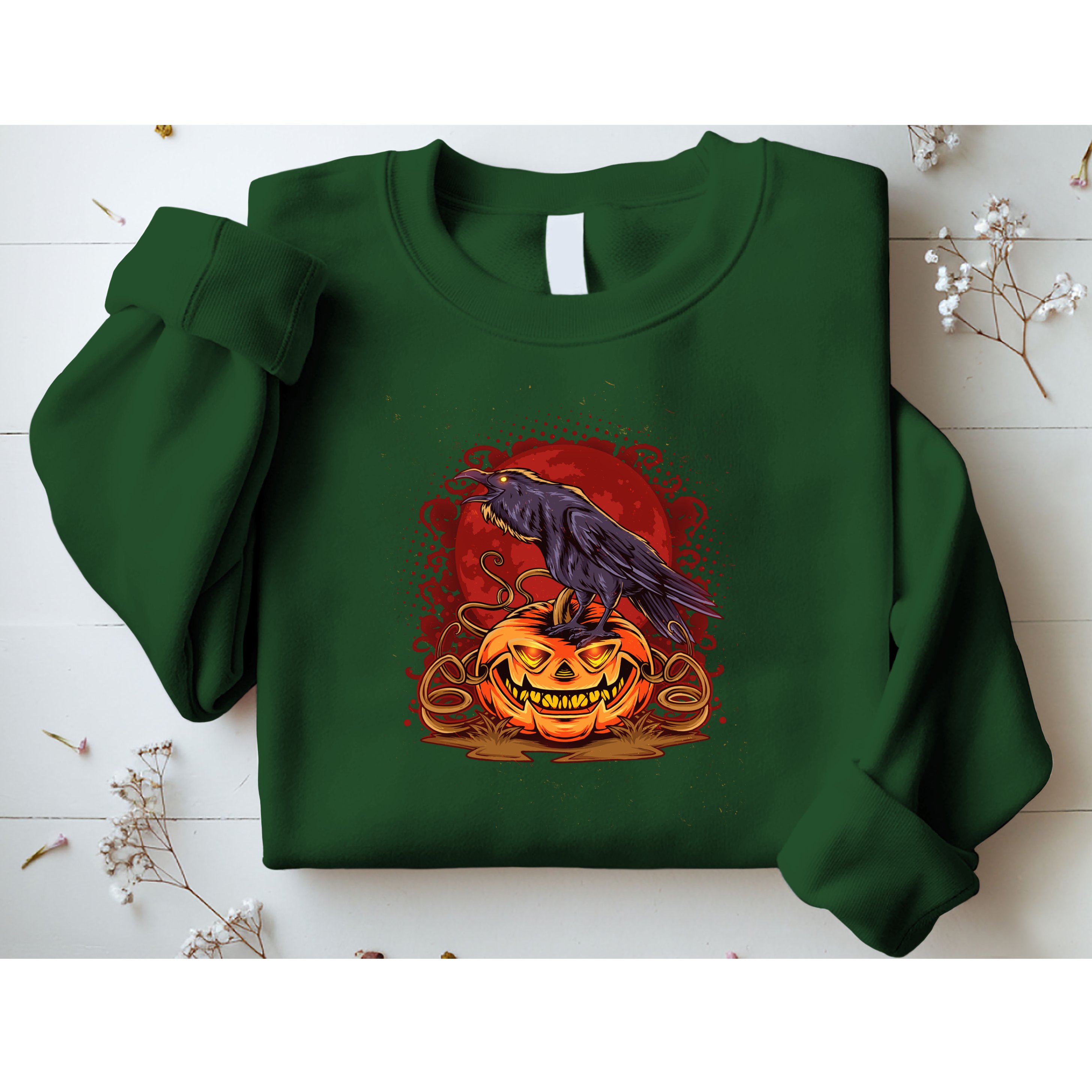 Spooky Halloween Raven Crow Jacklantern Pumpkin Sweatshirt