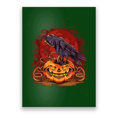 Spooky Halloween Raven Crow Jacklantern Pumpkin Poster