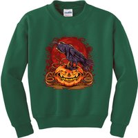 Spooky Halloween Raven Crow Jacklantern Pumpkin Kids Sweatshirt