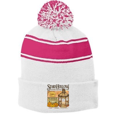 Stars Hollow Stripe Pom Pom Beanie