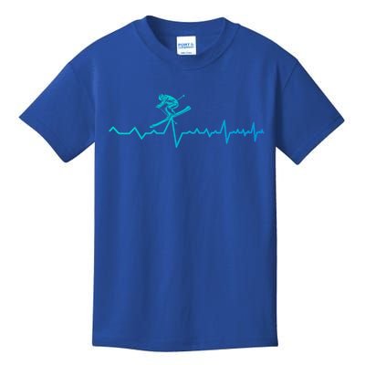 Skier Heartbeat Ski Instructor Winter Sport Skiing Ski Cool Gift Kids T-Shirt