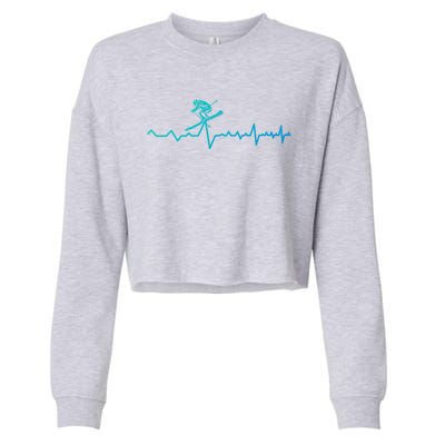 Skier Heartbeat Ski Instructor Winter Sport Skiing Ski Cool Gift Cropped Pullover Crew