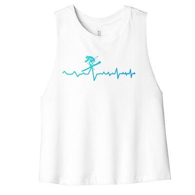 Skier Heartbeat Ski Instructor Winter Sport Skiing Ski Cool Gift Women's Racerback Cropped Tank