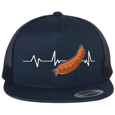 Sausage Heartbeat Sausage Gift Sausage Gift Flat Bill Trucker Hat