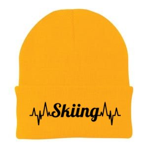 Ski Heartbeat Skiing Enthusiast Gift Knit Cap Winter Beanie