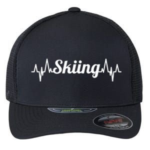 Ski Heartbeat Skiing Enthusiast Gift Flexfit Unipanel Trucker Cap