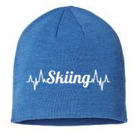 Ski Heartbeat Skiing Enthusiast Gift Sustainable Beanie