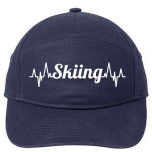 Ski Heartbeat Skiing Enthusiast Gift 7-Panel Snapback Hat