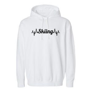 Ski Heartbeat Skiing Enthusiast Gift Garment-Dyed Fleece Hoodie