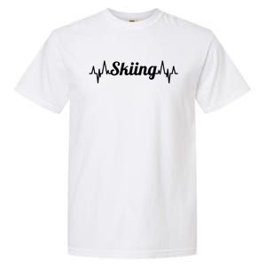 Ski Heartbeat Skiing Enthusiast Gift Garment-Dyed Heavyweight T-Shirt