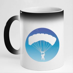 Skydiving Hobby Silhouette 11oz Black Color Changing Mug