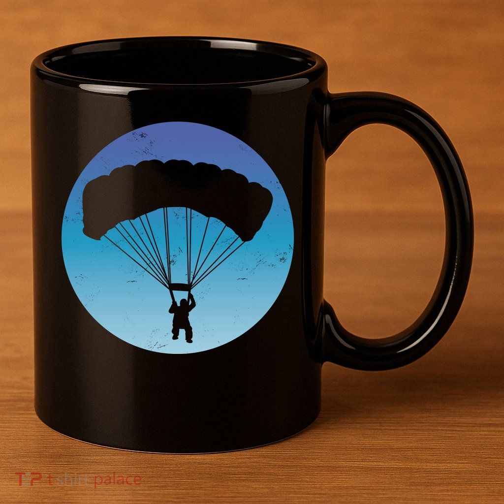 Skydiving Hobby Silhouette 11oz C Handle Ceramic Mug