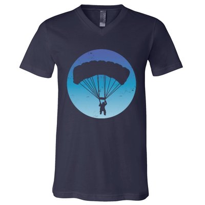 Skydiving Hobby Silhouette V-Neck T-Shirt