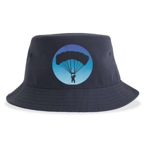 Skydiving Hobby Silhouette Sustainable Bucket Hat